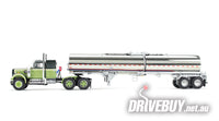 DCP by First Gear Dark Green/Olive White Western Star 4900 Truck w/ Vintage Sleeper & Chemical Tank Trailer 1/64