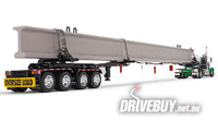 DCP by First Gear Black/Green Peterbilt Model 389 Truck w/ 4-Axle Hydra-Steer Trailer With Bridge Beam Section 1/64