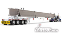 DCP by First Gear White/Blue Peterbilt Model 389 Truck w/ 4-Axle Hydra-Steer Trailer With Bridge Beam Section 1/64