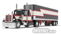 DCP by First Gear Black/Cream/Red Peterbilt Model 359 Truck w/ Flat Top Sleeper & 40' Vintage Trailer 1/64