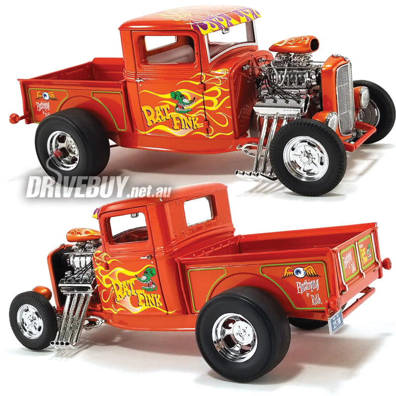 1932 Ford Rat Fink Hot Rod Pickup 1/18 - ACME Diecast - Orange
