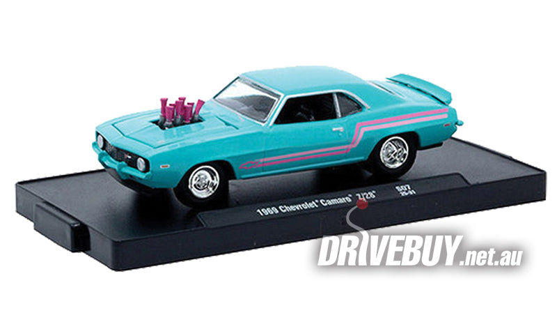 1969 Chevy Camaro Z28 1/64 - M2 Diecast - Aqua Pro Street| DriveBuy