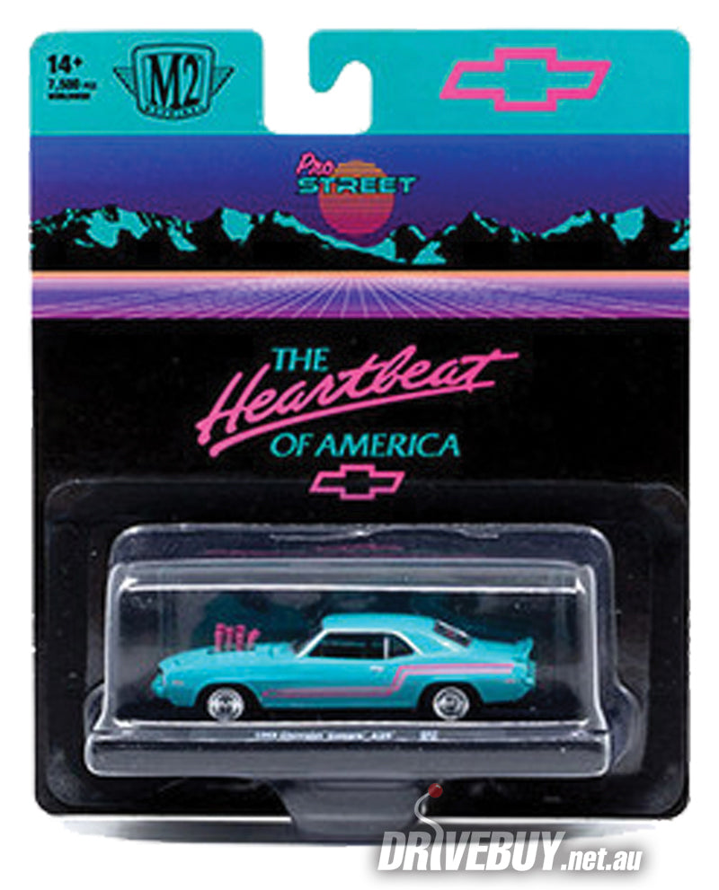 1969 Chevy Camaro Z28 1/64 - M2 Diecast - Aqua Pro Street| DriveBuy