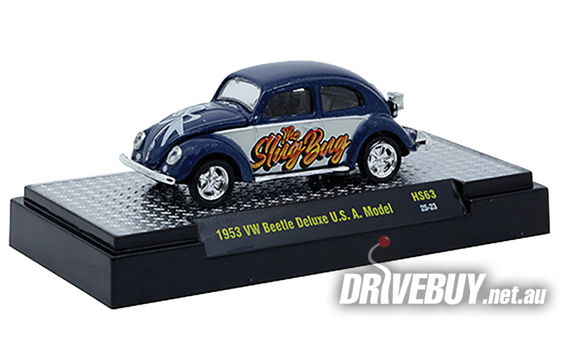 1953 VW Beetle Deluxe “The Slug Bug” 1/64 - M2 Diecast - Blue