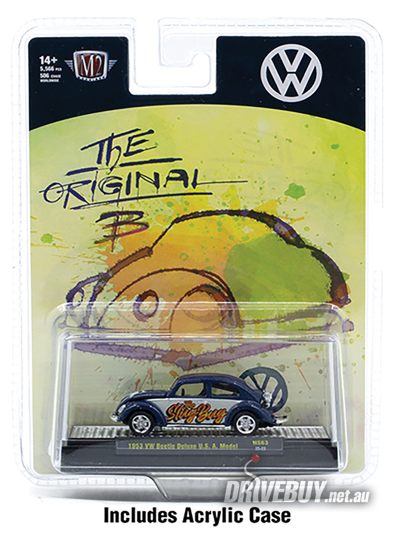 1953 VW Beetle Deluxe “The Slug Bug” 1/64 - M2 Diecast - Blue