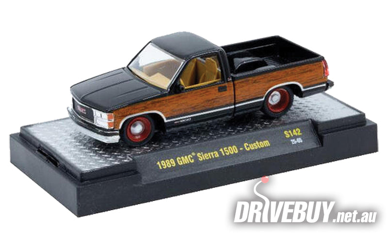 1989 GMC Sierra 1500 Pickup 1/64 - M2 Diecast - Black w/Woodgrain