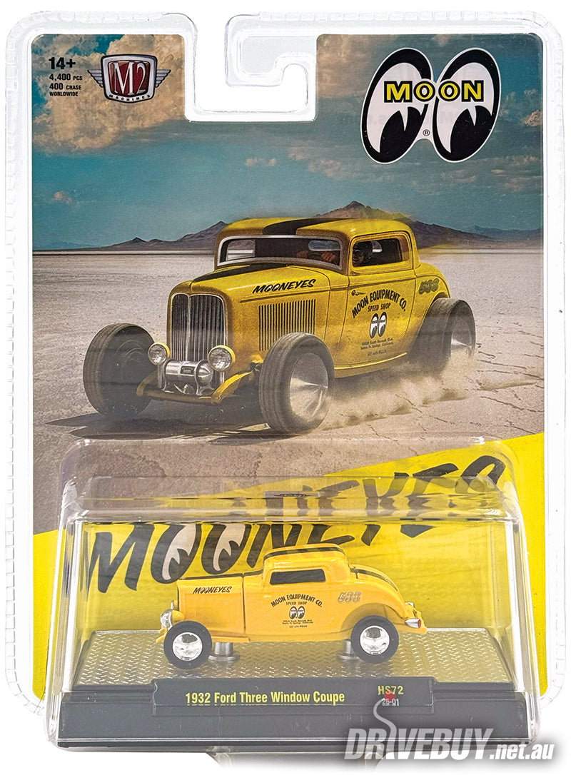 1932 Ford 3W Coupe Mooneyes 1/64 - M2 Diecast - Yellow Black| DriveBuy