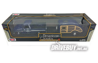 MotorMax 1966 Chevy Pickup (Dark Blue) & Camper Trailer 1/24