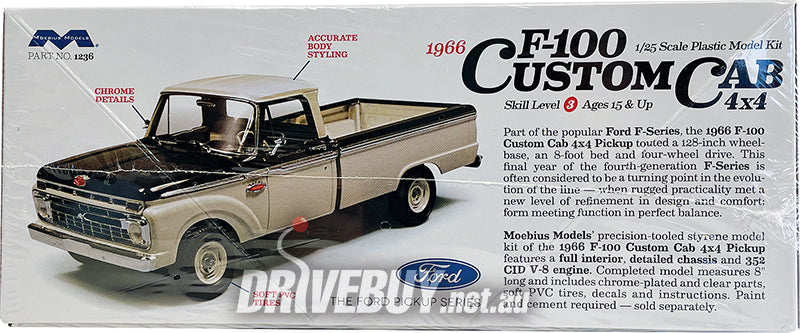 1966 Ford F100 Custom Cab 4x4 Pickup 1/25.. Moebius Model Kit