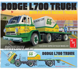 Dodge L700 Truck with Flatbed Racing Trailer 1/25 - AMT Model Kit