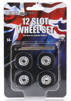 
              Ford 12 Slot Chrome Wheel and Tyre Set 1/24 - DDA Model Kit - Slammed Low Profile
            