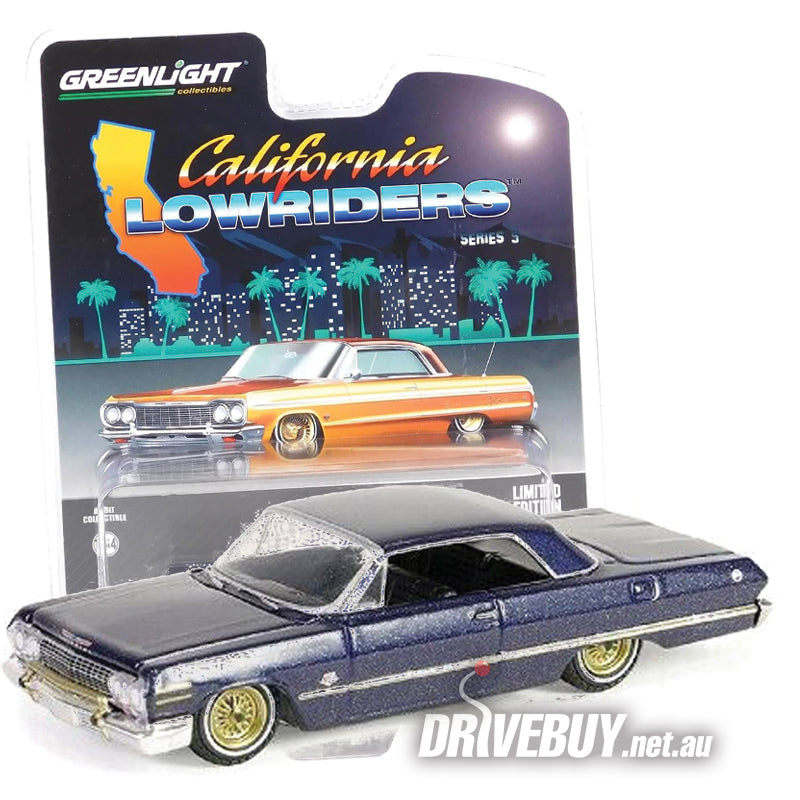 Greenlight California Lowriders 1963 Chevy Impala Coupe in Blue 1
