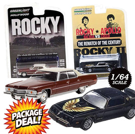 1979 Trans Am + 1973 Cadillac Rocky Movie Package Deal 1/64 - Greenlight Diecast