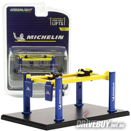Four-Post Lift/Hoist Michelin 1/64 - Greenlight Diecast - Blue Yellow