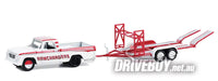 
              Greenlight Ramchargers 1964 Dodge D100 Pickup + Tandem Car Trailer 1/64
            