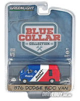 
              1976 Dodge B100 Van Mopar Direct Connection 1/64 - Greenlight Diecast - Red White Blue
            