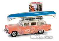 
              Greenlight Smokey Bear 1955 Chevy Townsman Wagon + Canoe 1/64
            