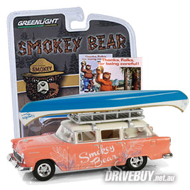 Greenlight Smokey Bear 1955 Chevy Townsman Wagon + Canoe 1/64