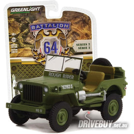 1942 Willys MB Jeep US Army Rough Rider 1/64 - Greenlight Diecast - Green