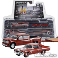 
              2020 Chevy Silverado 1969 Nova Yenko + Trailer Counting Cars 1/64 - Greenlight Diecast
            