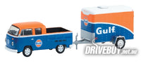
              1975 VW Volksagen Type 2 Kombi Dual Cab Pickup + Trailer Gulf 1/64 - Greenlight Diecast
            