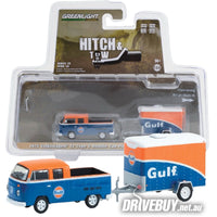 
              1975 VW Volksagen Type 2 Kombi Dual Cab Pickup + Trailer Gulf 1/64 - Greenlight Diecast
            