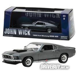 1969 Ford Mustang Boss 429 John Wick Movie 1/43 - Greenlight Diecast - Grey