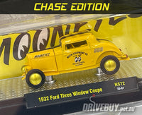 
              1932 **CHASE** Ford 3W Coupe Mooneyes 1/64 - M2 Diecast - Yellow Black
            