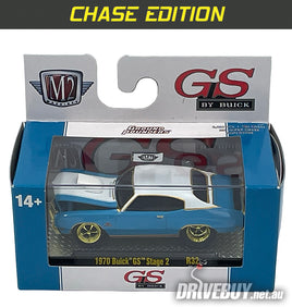 1970 **CHASE** Buick GS Stage 2 1/64 - M2 Diecast - Blue and White