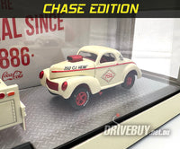 
              M2 Machines ** CHASE ** Coca-Cola 1957 Dodge COE + 1941 Willys Coupe Gasser 1/64
            