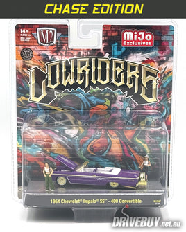 CHASE 1964 Chevy Impala SS 409 Convertible Lowrider 1/64 – M2 Machines MiJo Exclusives - Purple