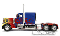 
              Peterbilt 379 Transformers Optimus Prime T1 Truck 1/24 - Jada Diecast - Blue + Flames
            