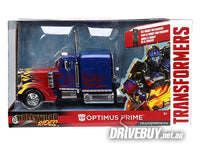 
              Peterbilt 379 Transformers Optimus Prime T1 Truck 1/24 - Jada Diecast - Blue + Flames
            