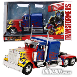Peterbilt 379 Transformers Optimus Prime T1 Truck 1/24 - Jada Diecast - Blue + Flames