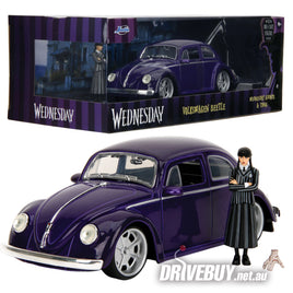 Jada Wednesday TV Series Volkswagen Beetle with Figures 1/24