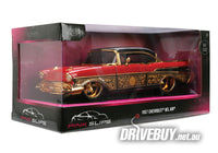 
              1957 Chevy Bel Air 1/24 - Jada Diecast - Pink Slips Red Black & Gold
            