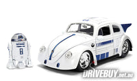 
              1959 VW Volkswagen Drag Beetle 1/24 + R2D2 Droid - Jada Diecast - Disney Star Wars
            
