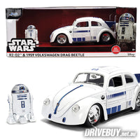 
              1959 VW Volkswagen Drag Beetle 1/24 + R2D2 Droid - Jada Diecast - Disney Star Wars
            