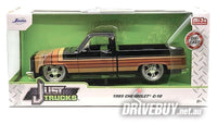 
              Jada Just Trucks 1985 Chevy C10 Pickup Black w/Stripes and Paradox Wheels 1/24
            