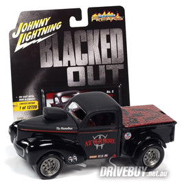 1941 Willys Pickup Gasser 1/64 - Johnny Lightning Blacked Out - Red Highlights