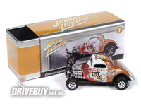 
              Johnny Lightning 1934 Crower Cams Ford Coupe Gold w/ Metal Tin 1/64
            