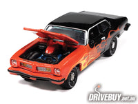 
              1974 Pontiac GTO Black With Flames 1/64 – Johnny Lightning Diecast – Black/Orange
            