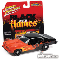 
              1974 Pontiac GTO Black With Flames 1/64 – Johnny Lightning Diecast – Black/Orange
            