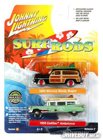 
              1950 Mercury Woody + 1959 Cadillac Surf Rods Twin Pack 1/64 - Johnny Lightning
            