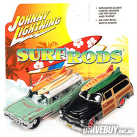 
              1950 Mercury Woody + 1959 Cadillac Surf Rods Twin Pack 1/64 - Johnny Lightning
            