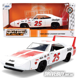 1969 Dodge Charger Daytona Big Time Muscle 1/24 - Jada Diecast - White Red