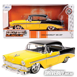 1956 Chevy Bel Air Big Time Muscle 1/24 - Jada Diecast - Yellow Black