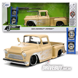 JADA JUST TRUCKS 1955 CHEVY STEPSIDE C/W EXTRA WHEEL SET 1/24