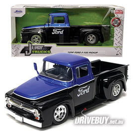 JADA Just Trucks 1956 Ford F100 Blue/Black w/ Ford Script logo 1/24