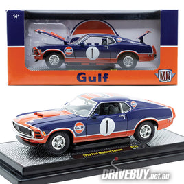 1970 Ford Mustang Custom 1/24 - M2 Diecast - Blue Orange Gulf Livery
